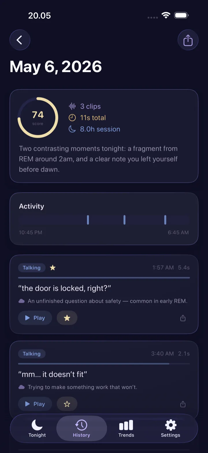 Sleep Voice Memo morning review