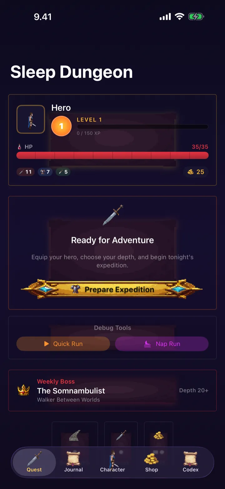 Sleep Dungeon quest home
