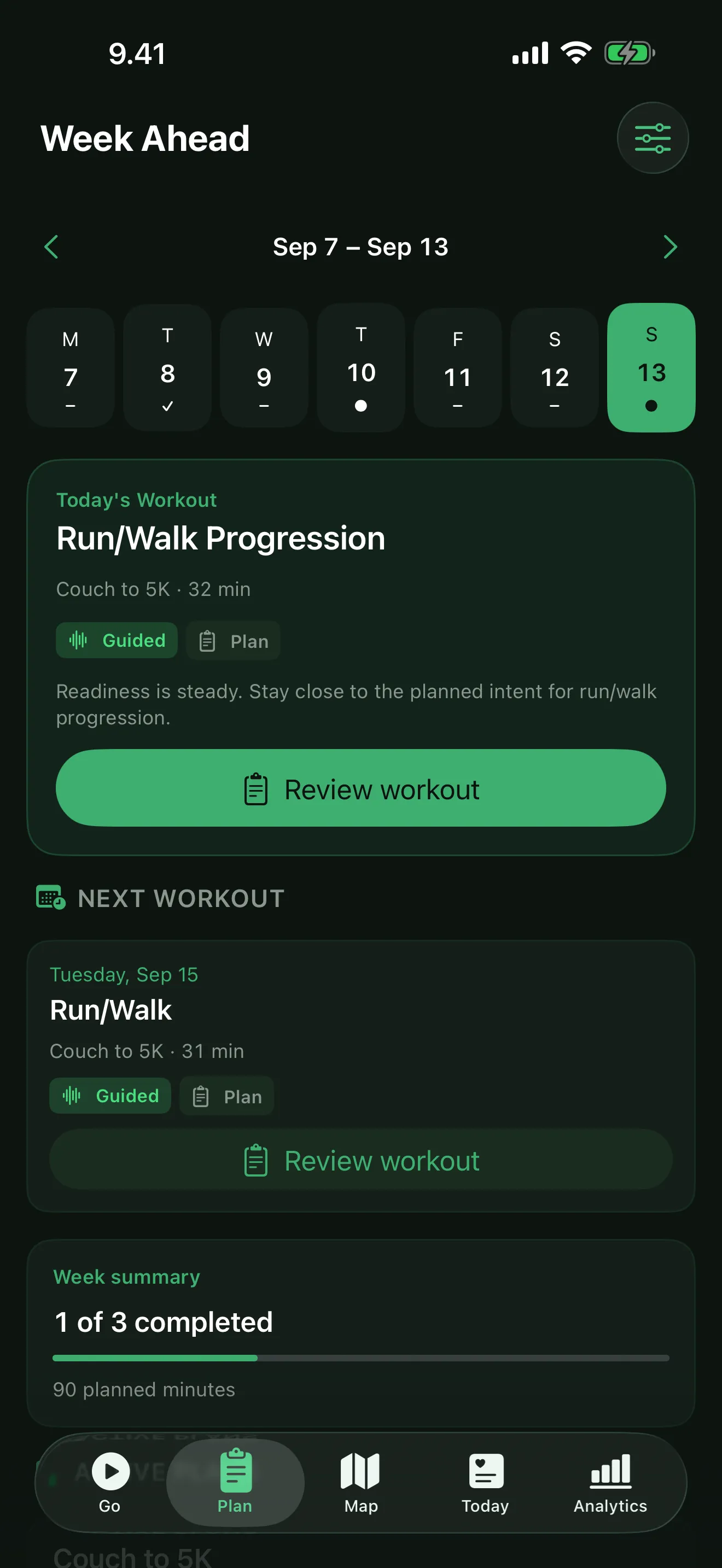 Kiito Week Ahead — the training week across plans