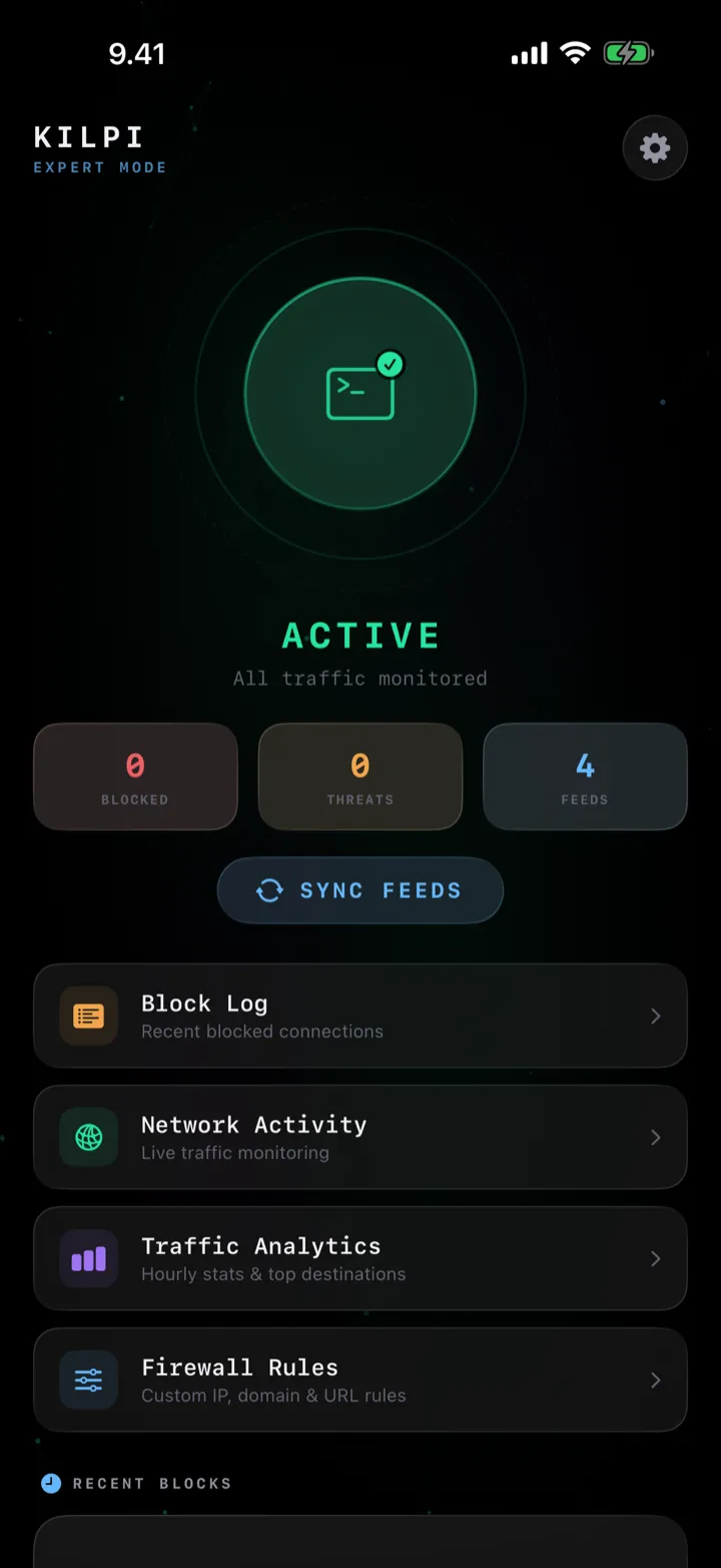 Kilpi Expert dashboard