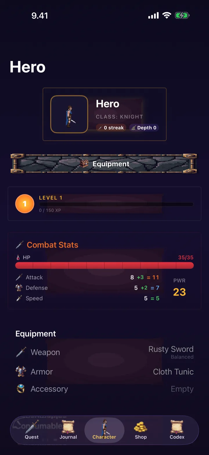 Sleep Dungeon hero